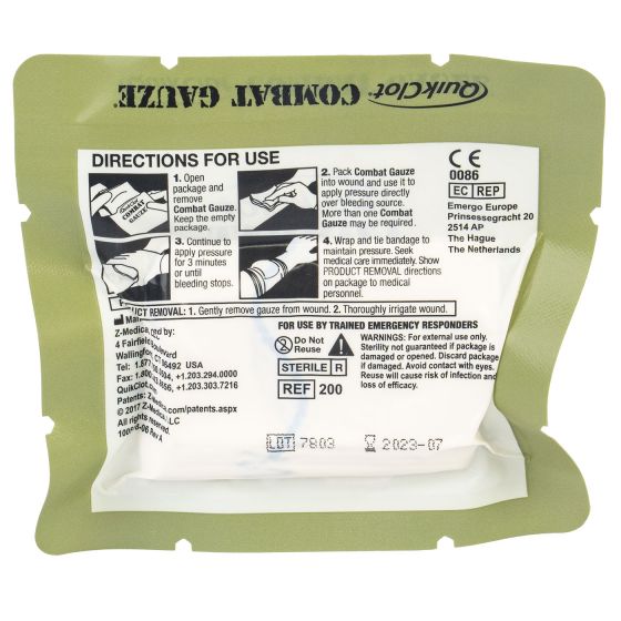 North American Rescue - Hemostatic Bandage , Combat Gauze w Z-Fold