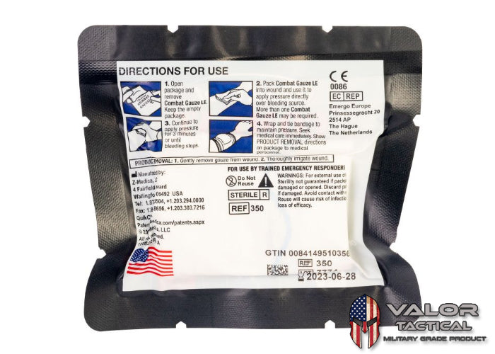 North American Rescue - Hemostatic Bandage , Combat Gauze w Z-Fold-le