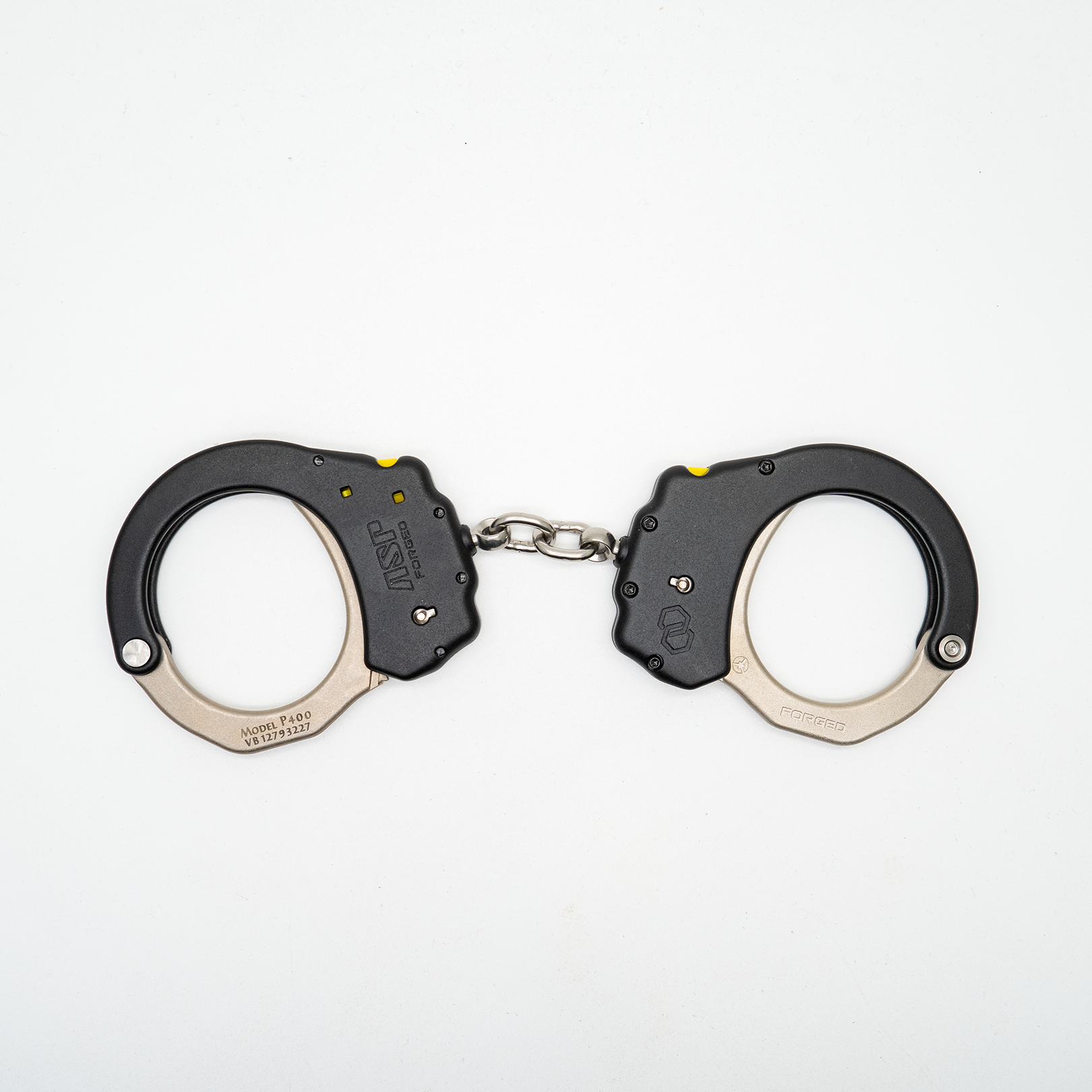ASP - Chain Ultra PLUS Handcuffs(Steel)-Black,1 Pawl(Yellow Tactical)