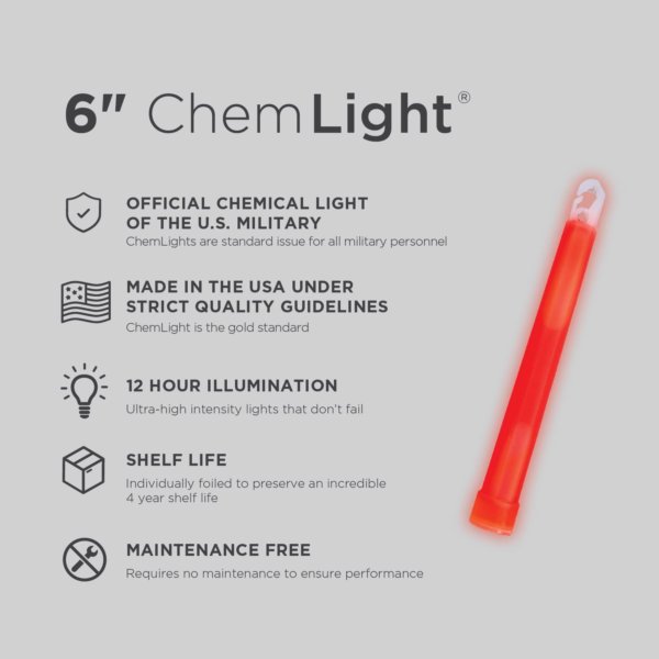 Cyalume - 6" ChemLight Red 12hr Cs/500