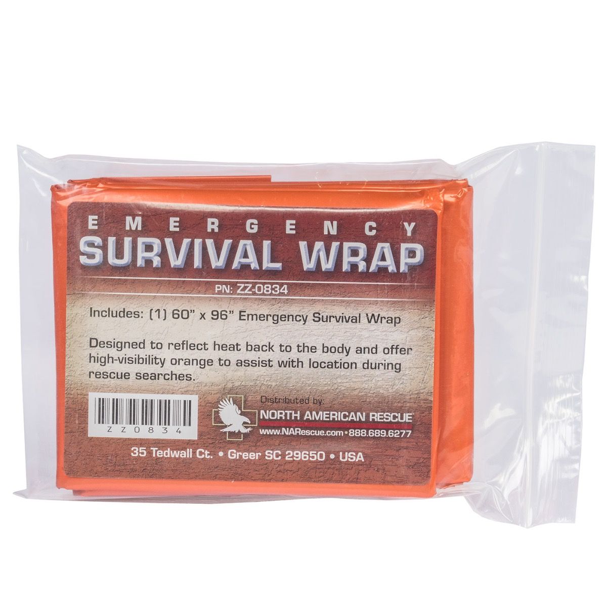 North American Rescue - Emergency Survival Wrap ,  Wrap Hypothermian 60 x 96 [ ORG ]